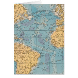 Cartão Mapa do Oceano Atlântico