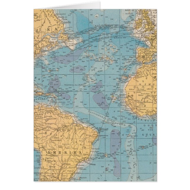 Cartão Mapa do Oceano Atlântico (Frente)