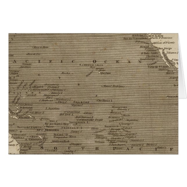 Cartão Mapa do Oceano Pacífico por Arrowsmith (Frente Horizontal)