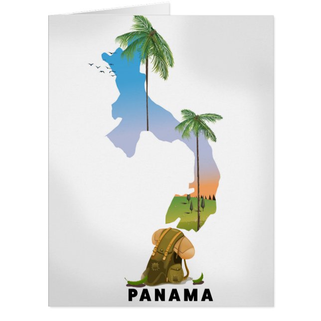 Cartão Mapa do Panamá, impressão de poster de viagem ilus (Frente)