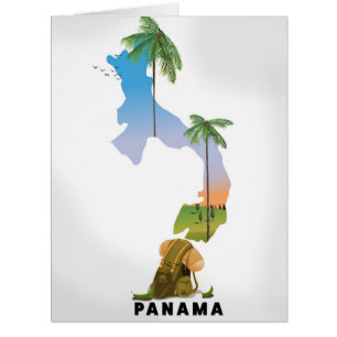 Cartão Mapa do Panamá impressão de poster de viagens Ilus