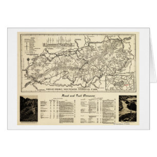 Cartão Mapa do parque nacional de Great Smoky Mountains