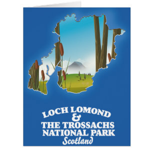 Cartão mapa do parque nacional loch lomond e the trossach