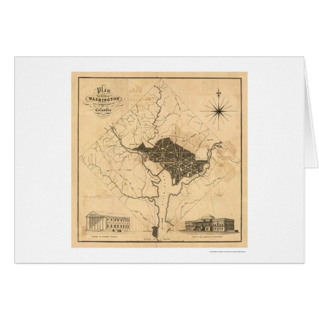 Cartão Mapa do plano da cidade do Washington DC por (Frente Horizontal)