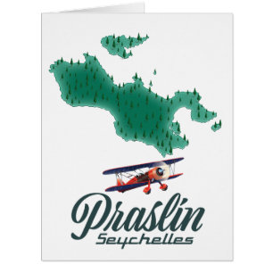 Cartão Mapa do Praslin Seychelles