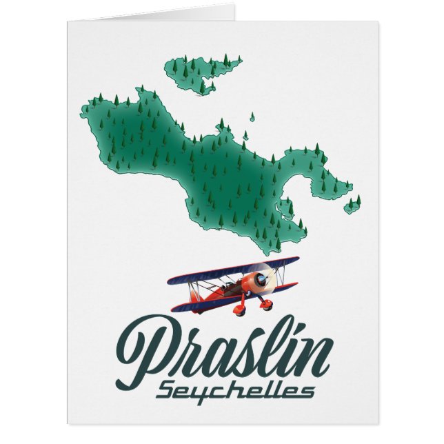 Cartão Mapa do Praslin Seychelles (Frente)