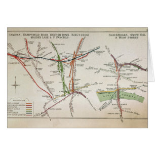 Cartão Mapa do transporte de Londres, c.1915
