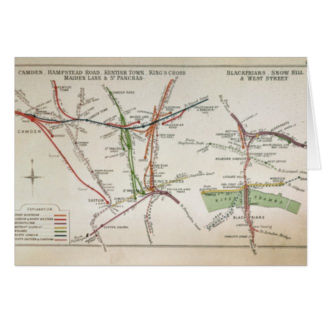 Cartão Mapa do transporte de Londres, c.1915 (Frente Horizontal)