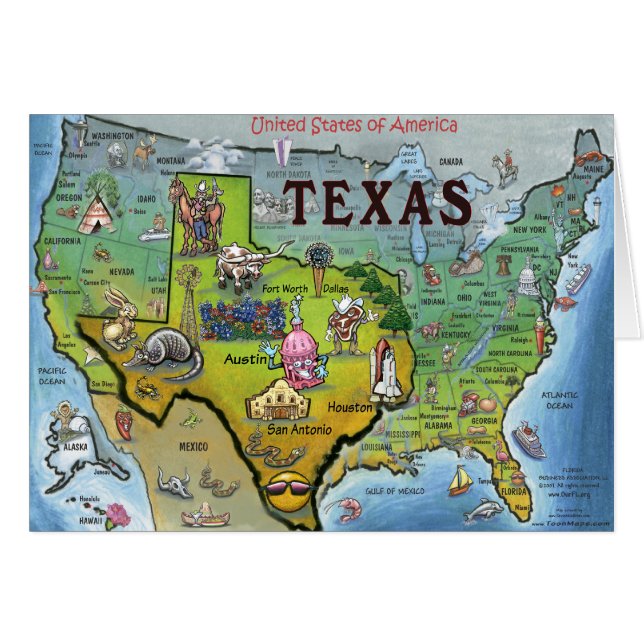 Cartão Mapa do TX USA (Frente Horizontal)