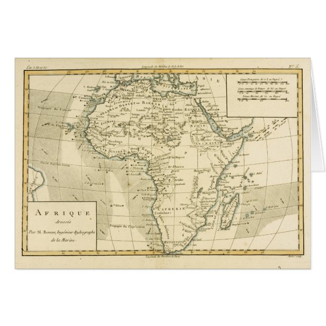 Cartão Mapa do vintage de África (Frente Horizontal)
