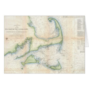 Cartão Mapa do vintage de Cape Cod (1857)