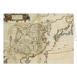 Cartão Mapa do vintage de China 1662
