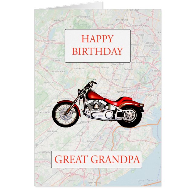 Cartão Mapa do vovô e aniversário da motoÓtimo (Frente)