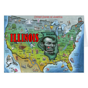 Cartão Mapa dos EUA de Illinois