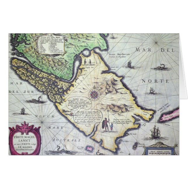 Cartão Mapa dos passos de Magellan, Patagonia (Frente Horizontal)