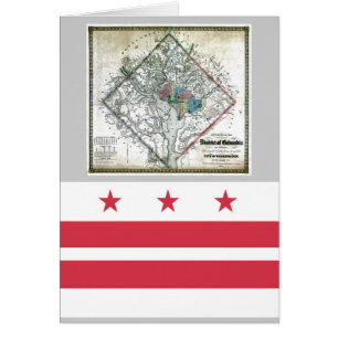 Cartão Mapa e bandeira do Washington DC