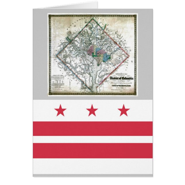 Cartão Mapa e bandeira do Washington DC (Frente)