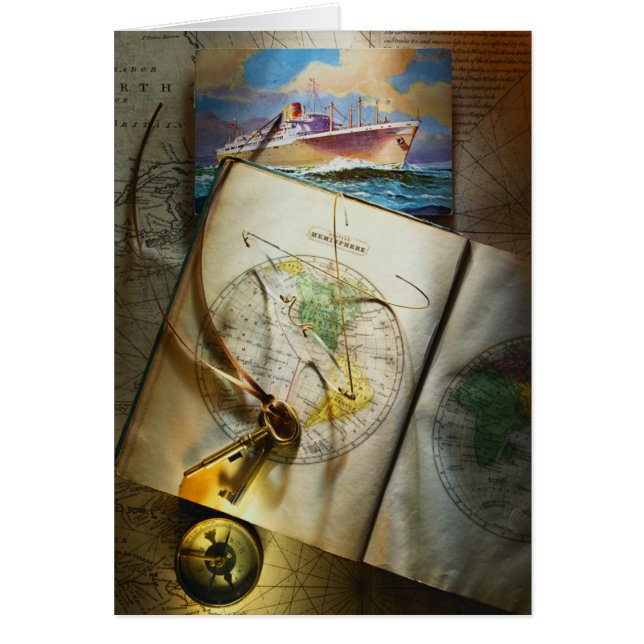 Cartão Mapa e compasso (Frente)