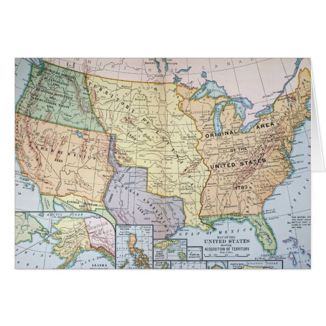 Cartão Mapa: E.U. Expansão, 1905 (Frente horizontal)