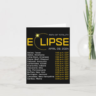 Cartão Mapa Eclipse Total do Mapa do Eclipse do Caminho d