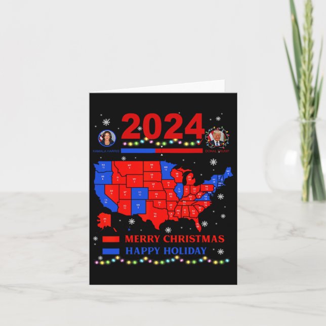 Cartão Mapa Eleitoral 2024 Merry Christmas Trump Landslid (Frente)