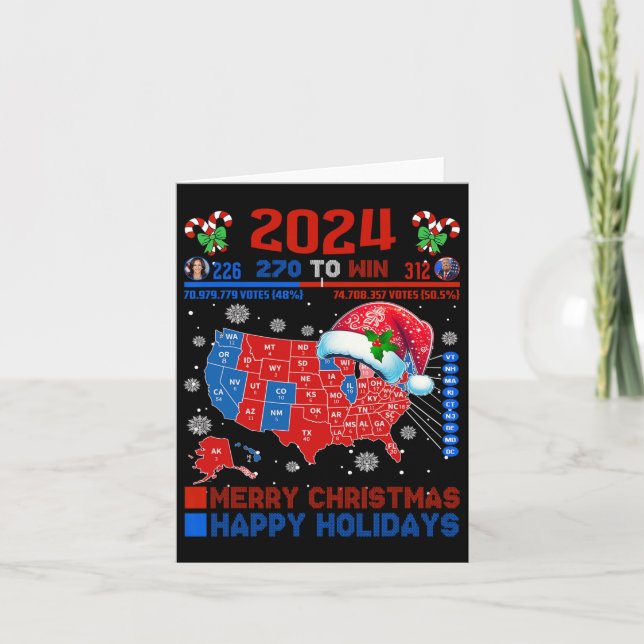 Cartão Mapa Eleitoral 2024 Merry Christmas Trump Landslid (Frente)