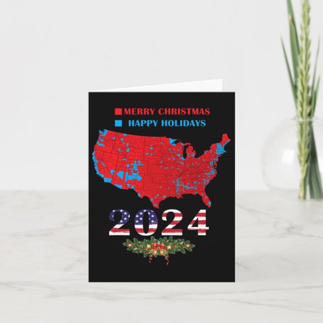Cartão Mapa Eleitoral de Trump 2024 Feliz Feliz Ataque De (Frente)