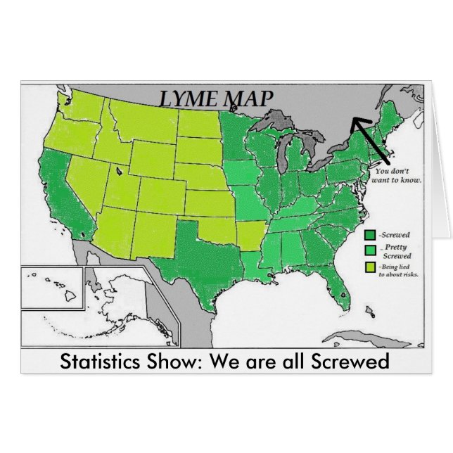 Cartão Mapa Estatístico de Lyme, Humor sobre Doença de Ly (Frente Horizontal)