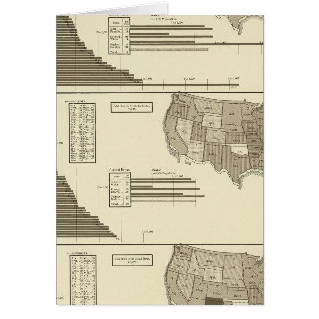 Cartão Mapa estatístico insano, idiótico, cego (Frente)