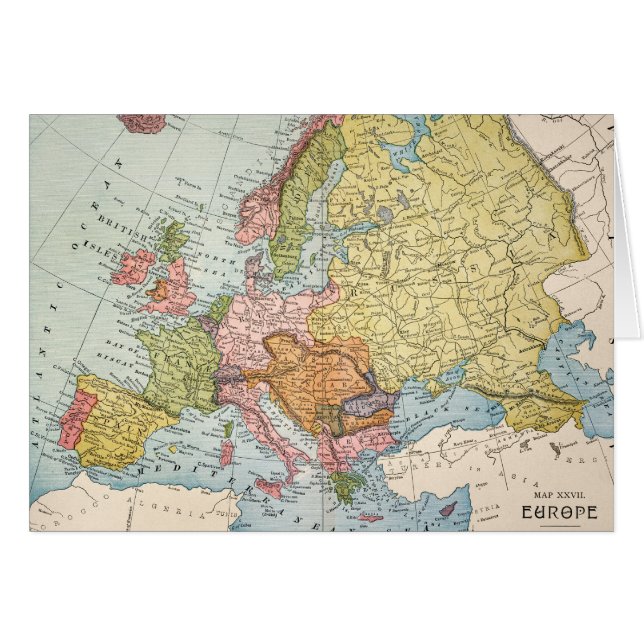 CARTÃO MAPA: EUROPA, 1885 (Frente Horizontal)