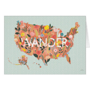 Cartão Mapa Floral dos EUA - Jardim Selvagem