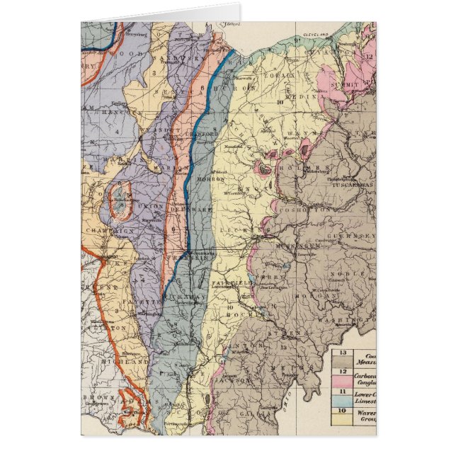 Cartão Mapa geológico de Ohio (Frente)