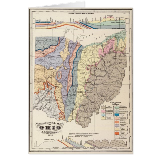 Cartão Mapa geológico de Ohio (Frente)