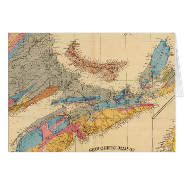 Cartão Mapa geológico, províncias marítimas (Frente Horizontal)