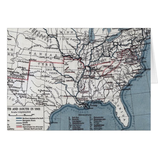 CARTÃO MAPA: GUERRA CIVIL, 1861 (Frente Horizontal)