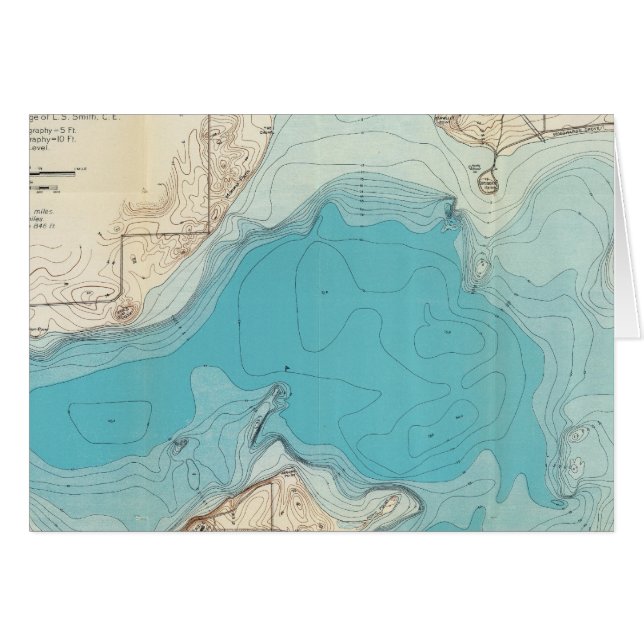 Cartão Mapa hidrográfico Lago Mendota (Frente Horizontal)