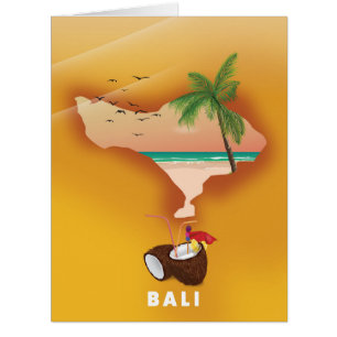 Cartão Mapa ilustrado de Bali