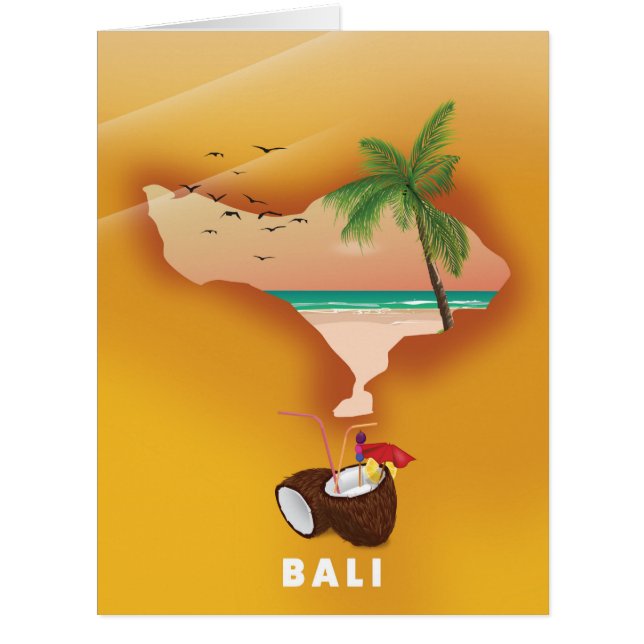 Cartão Mapa ilustrado de Bali (Frente)