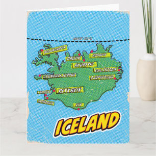 Cartão Mapa ilustrado de Nova York em estilo Pop Art