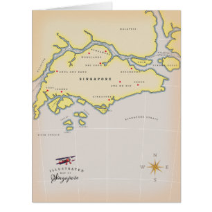 Cartão Mapa ilustrado de Singapura