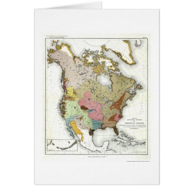 Cartão Mapa indiano 1890 da linguística (Frente)