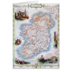 Cartão Mapa: Ireland, 1851