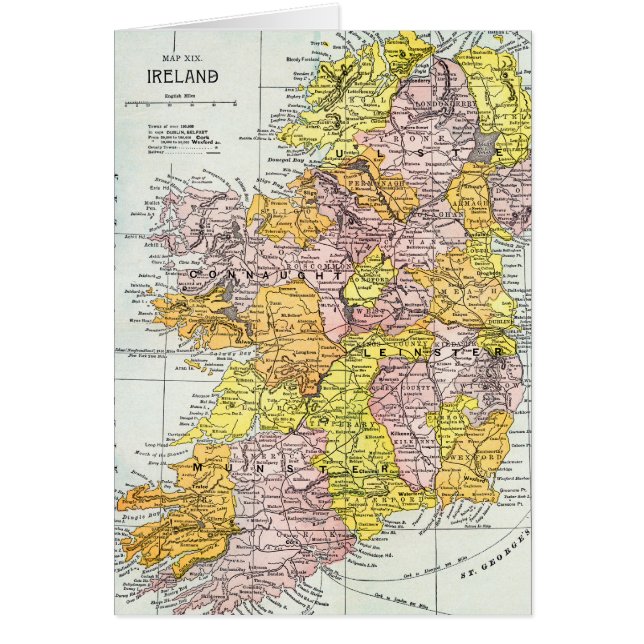 Cartão MAPA: IRELAND, c1890 (Frente)
