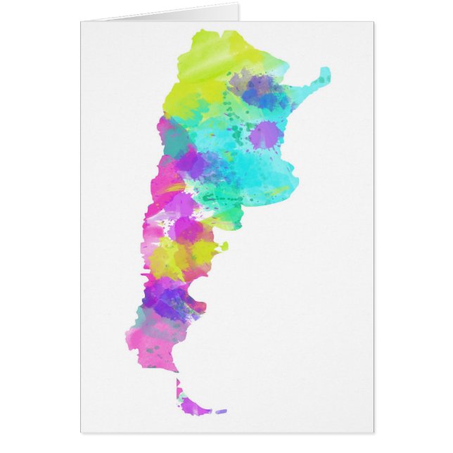 Cartão Mapa irrisório de Argentina da aguarela (Frente)