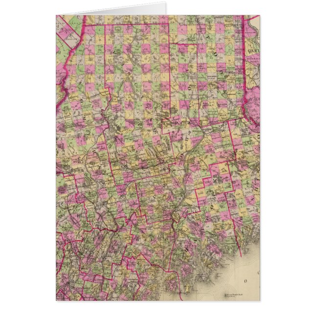 Cartão Mapa litográfico do Maine (Frente)