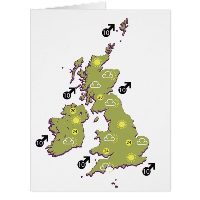 Cartão Mapa meteorológico retrô das Ilhas Britânicas (Frente)