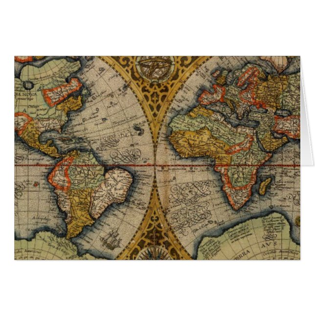 Cartão Mapa mundial de 1590 (Frente Horizontal)