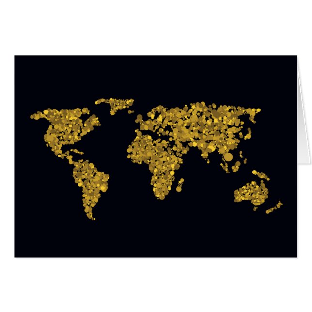 Cartão Mapa Mundial de Pontos do ouro (Frente Horizontal)