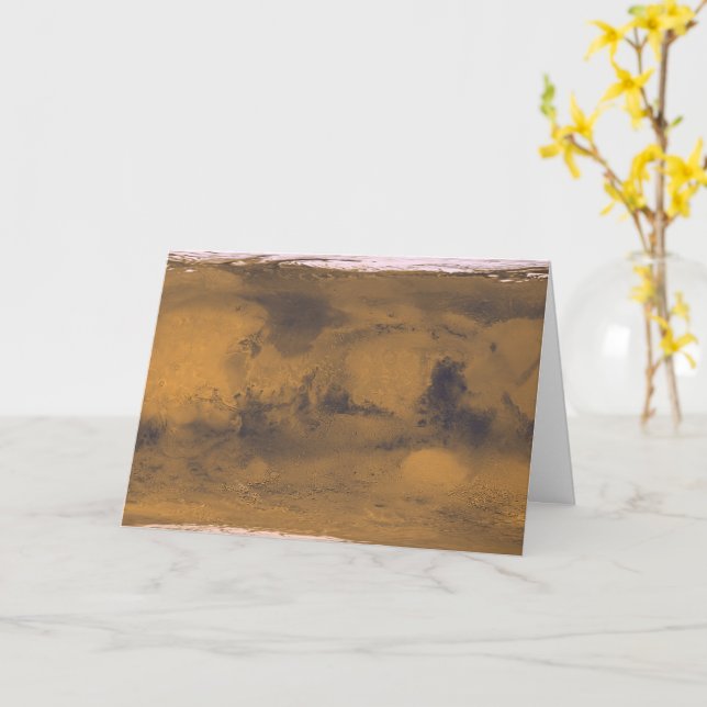 Cartão Mapa Mundial do Planeta Vermelho de Marte por Saté (Flor Amarela)