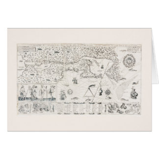 Cartão Mapa Mundial Medieval Quebec Nova França América